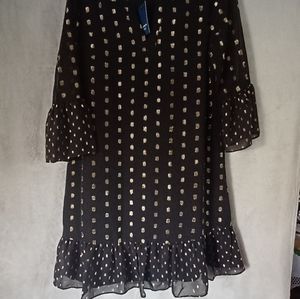 Crown & Ivy Fashion Black Metallic Diamond Highland Women's Dress Size S